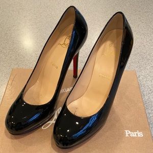 CHRISTIAN LOUBOUTIN BLACK PATENT 100mm Pump